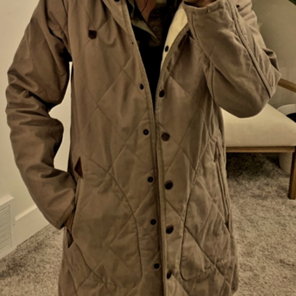 BURTON coat PARKA fleece lined XS green